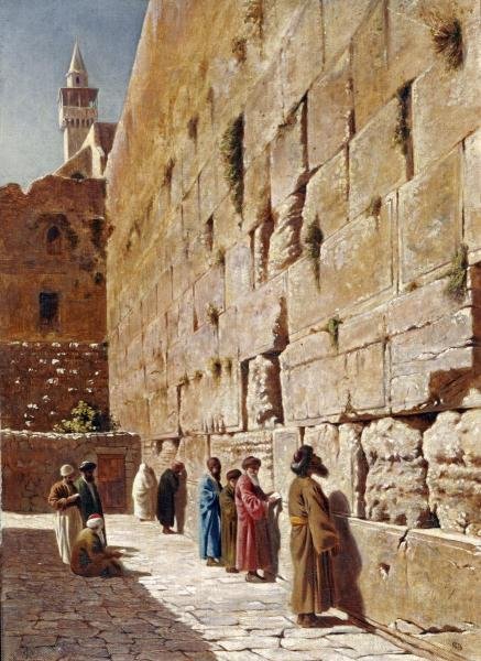 CHARLES ROBERTSON - AT THE WAILING WALL: Charles Robertson - At The Wailing Wall - 26 1/4 X 36 In. - Giclée Print - Gallery Stretched - Ready to hang.
