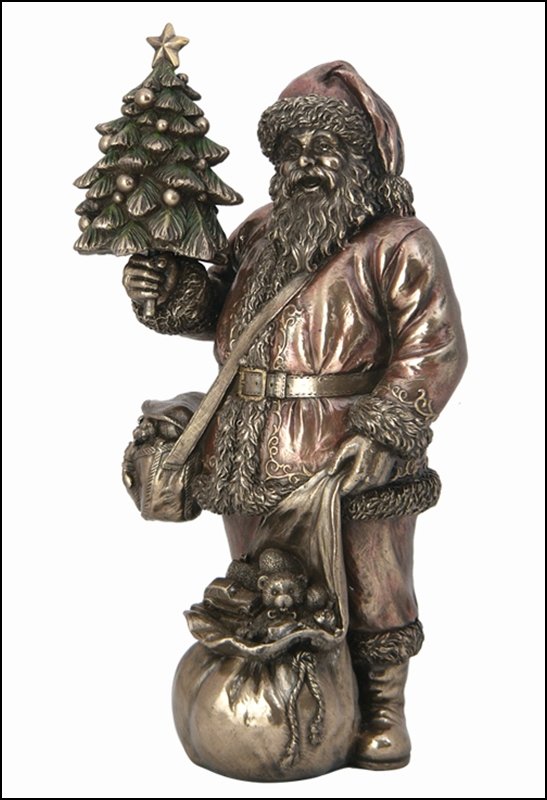 SANTA HOLDING XMAS TREE - COLD-CAST BRONZE: Santa Holding Xmas Tree - Material - COLD-CAST BRONZE - Size - 9 1/8