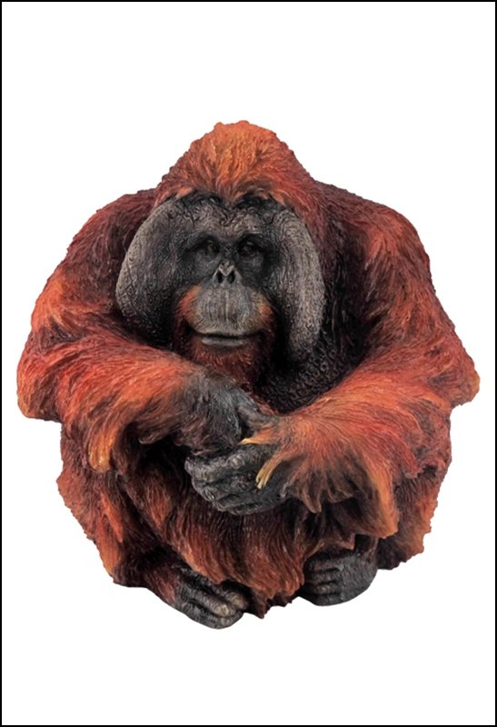 LARGE MALE ORANGUTAN: Large Male Orangutan - Material - Poly Stone - Size - (h) 4 1/2