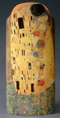 THE KISS VASE BY KLIMT: The Kiss Vase By Klimt - Size: 9"h X 4"w X 2.5"d Item Type: Ceramic Vase Material: 1.2 Weight (lbs): 1.2 - - The Kiss Vase By Klimt Illustrates Klimt's Famous Painting Adapted For The Surface Of A Cer