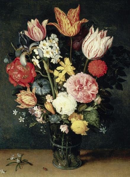 BALTHASAR VAN DER AST - TULIPS, ROSES AND OTHER FLOWERS: Balthasar Van Der Ast - Tulips, Roses And Other Flowers In A Glass - 26 3/8 X 36 In. - Giclée Print - Gallery Stretched - Ready to hang.