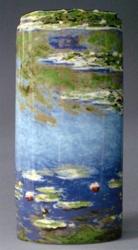 WATERLILLES FLOWERS VASE BY MONET: Waterlilles Flowers Vase By Monet - Size: 7.5"h X 4"w X 2.5"d Item Type: Ceramic Vase Material: Ceramic Weight (lbs): 0.8 - - Waterlilles Flowers Vase By Monet Illustrates Monet's Famous Painting Of B