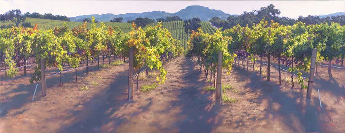 JUNE CAREY - THE FULLNESS OF TIME: June Carey - The Fullness Of Time - Hand Signed - Canvas Edition -image Size: 41"w X 16"h. Limited Edition Of: 100 - The First Hint Of Russet Leaves On The Vines Let Us Know Magic Is In The Air As Fal