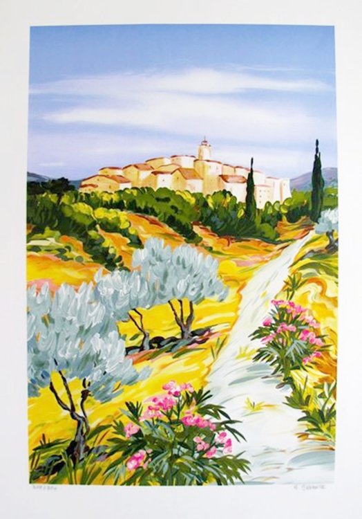 ANNE-MARIE BRIANTE QUIET TOWNSHIPS LIMITED ED. HAND: Lithograph By French Artist Anne-marie Briante Titled "Quiet Townships". This Subject Is Hand Signed By The Artist And Pencil Numbered 317/350. Image Measures 16" X 23.5". Paper Measures 22" X 30". Pr