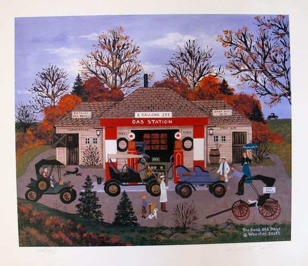 JANE WOOSTER SCOTT THE GOOD OLD DAYS HAND SIGNED: Jane Wooster Scott Limited Edition Hand Signed Lithograph Titled "The Good Old Days". This Is Pencil Hand Signed By Jane Wooster Scott. This Piece Is Numbered From An Edition Of 495. Image Size: 11" X