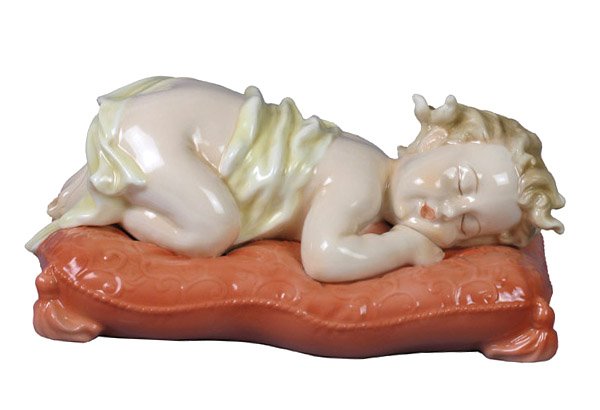 INFANT SLEEPING (WITH CLOTH): Infant-sleeping (with Cloth) - Material - Porcelain - Size - (l) 5 7/8