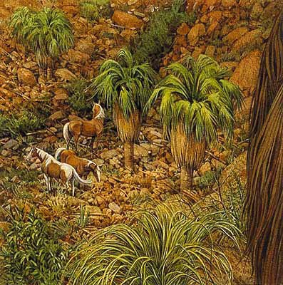 BEV DOOLITTLE - WEST FORK PINTOS: Bev Doolittle - West Fork Pintos - Hand Signed - Open Edition Print - Image Size: 6"w X 6"h. - Sixteen Of Doolittle's Individual Paintings Of Wilderness Beauty Become A Singularly Beautiful Image, "th