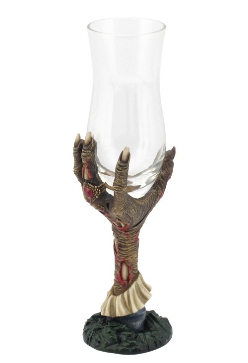 ZOMBIE HAND DESSERT WINE GLASS: Zombie Hand Dessert Wine Glass - Material - Poly Stone - Size - (h) 5 7/8