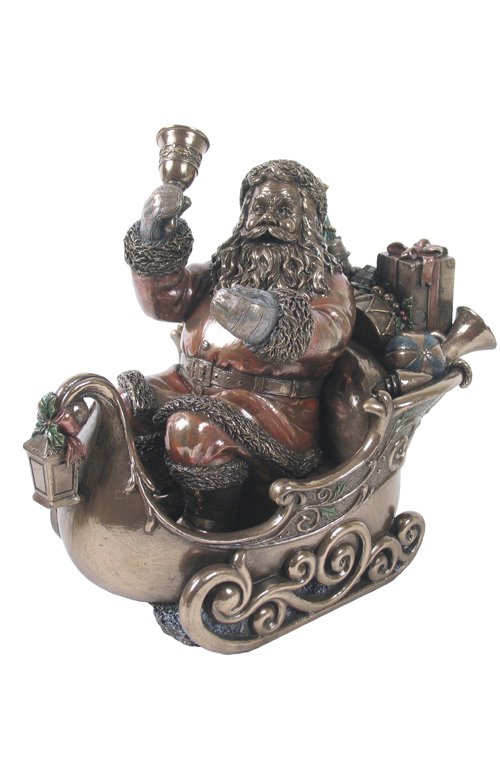SANTA IN SLEIGH - COLD-CAST BRONZE: Santa In Sleigh - Material - COLD-CAST BRONZE - Size - 8 1/8