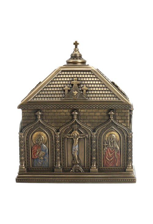 CATHOLIC CHAPEL TRINKET BOX - COLD-CAST BRONZE: Catholic Chapel Trinket Box - Material - COLD-CAST BRONZE - Size - 5 7/8