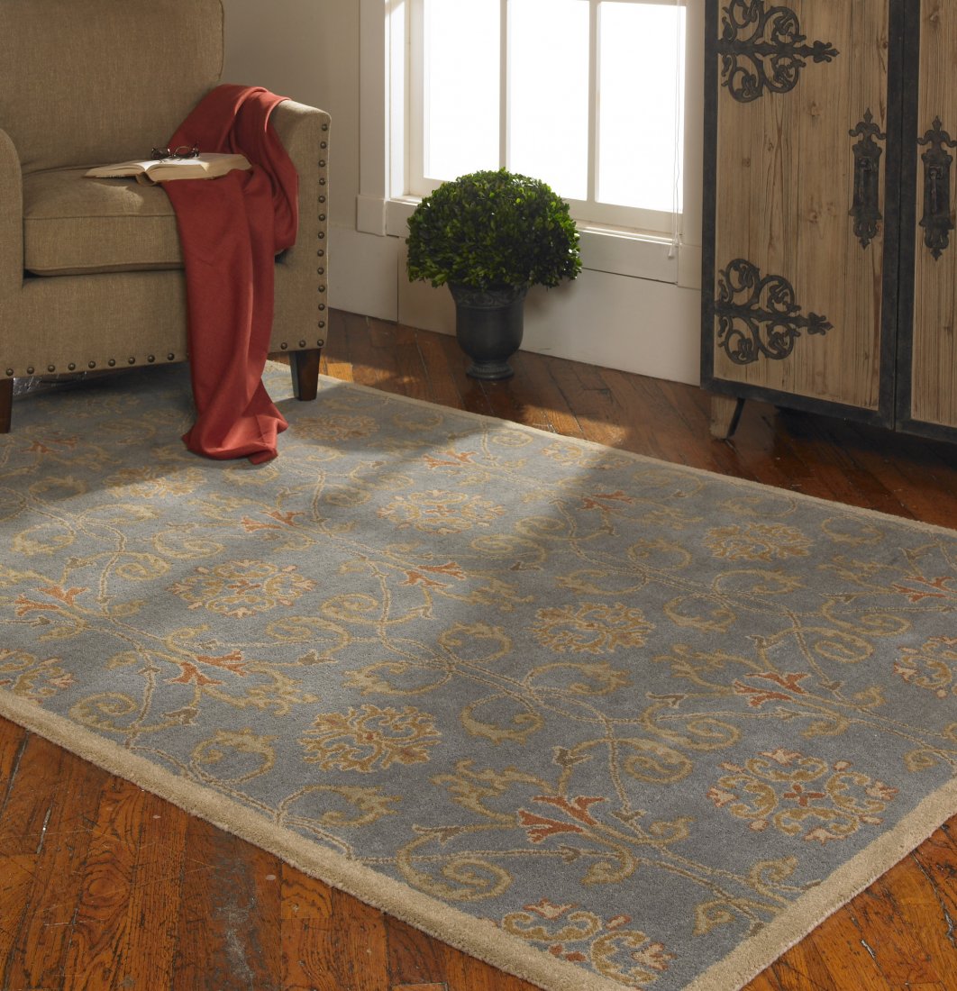 FAVARA 5 X 8 RUG - BLUE: FAVARA 5 X 8 RUG - BLUE - BLUE-SLATE, BEIGE, RUST - WASHED WOOL IN BLUE-SLATE WITH BEIGE DETAILS AND RUST ACCENTS. MATERIAL: WOOL OVERALL DEPTH IN INCHES: 0.625 OVERALL WIDTH IN INCHES: 5 OVERALL HEIG