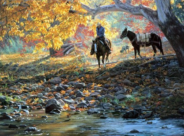 A Road Less Traveled by Tim Cox: A Road Less Traveled by Tim Cox - Edition Size: 950 - Print - Signed & Numbered Dimensions: 18 x 24 Release Date: 4-2008 ……….As a young child, Tim Cox vowed he “was going to be a cowboy artist