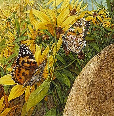 BEV DOOLITTLE - PAINTED LADIES: Bev Doolittle - Painted Ladies - Hand Signed - Open Edition Print - Image Size: 6"w X 6"h. - Sixteen Of Doolittle's Individual Paintings Of Wilderness Beauty Become A Singularly Beautiful Image, "the