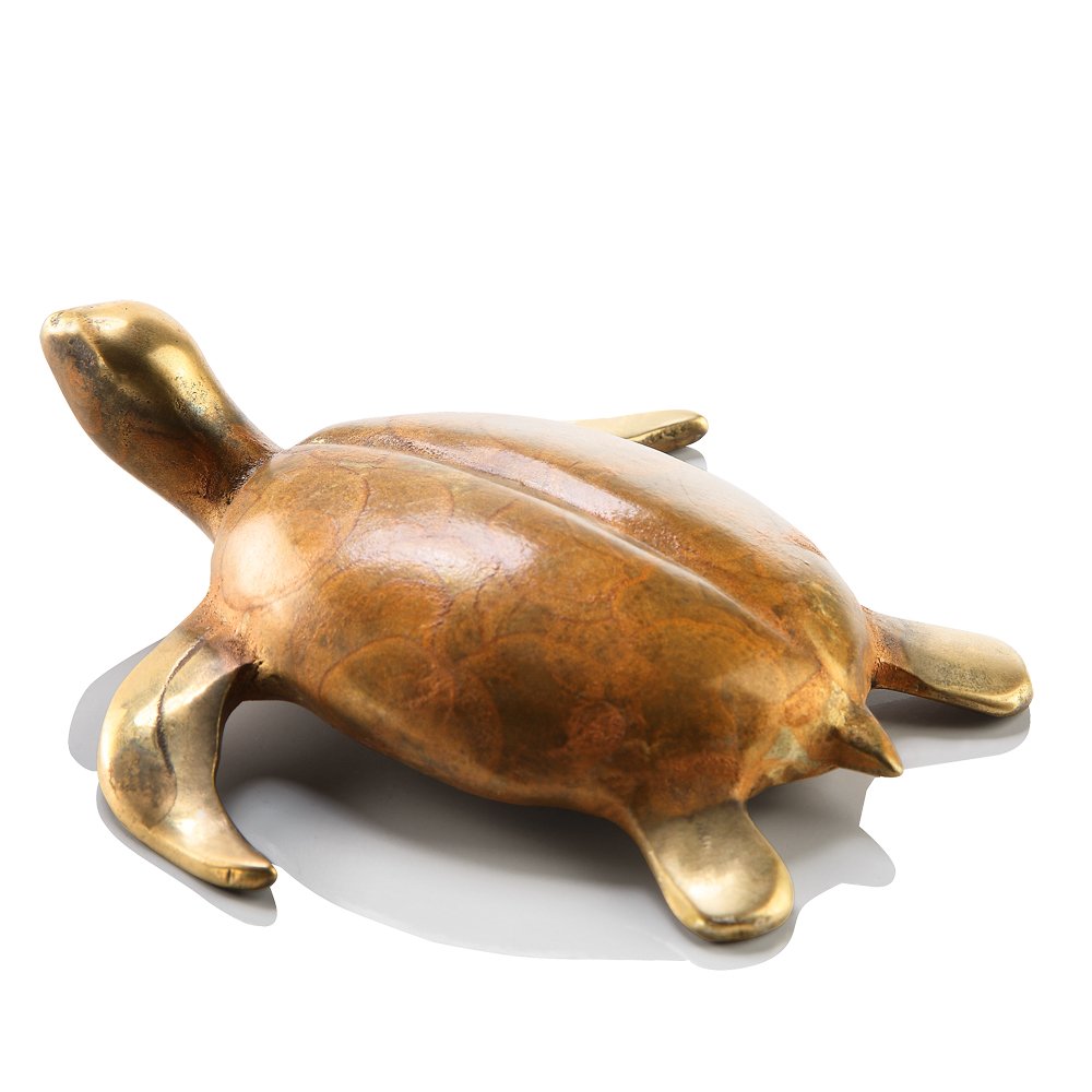 SINGLE TURTLE: Single Turtle - Weight: 0.6 Lbs - Size: 1.5"H 4.5"W 4.5"D - Material: BRASS