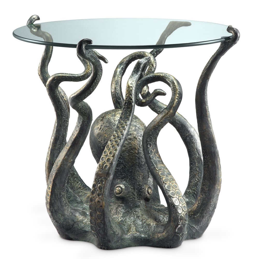 OCTOPUS END TABLE: Octopus End Table - Weight: 35.25 Lbs - Size: 22.5"H 25.5"W 24.5"D - Material: ALUMINUM