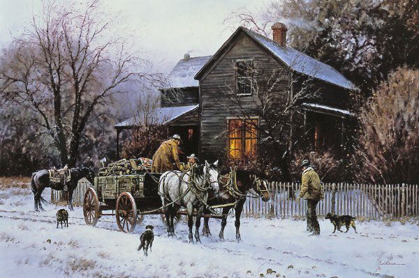 Wagonload of Warmth by Martin Grelle: Wagonload of Warmth by Martin Grelle - Edition Size: 395 - Canvas - Signed & Numbered Dimensions: 20 x 30 Release Date: 7-1996 ……….Whether painting the Native Americans in a dramatic, picturesqu