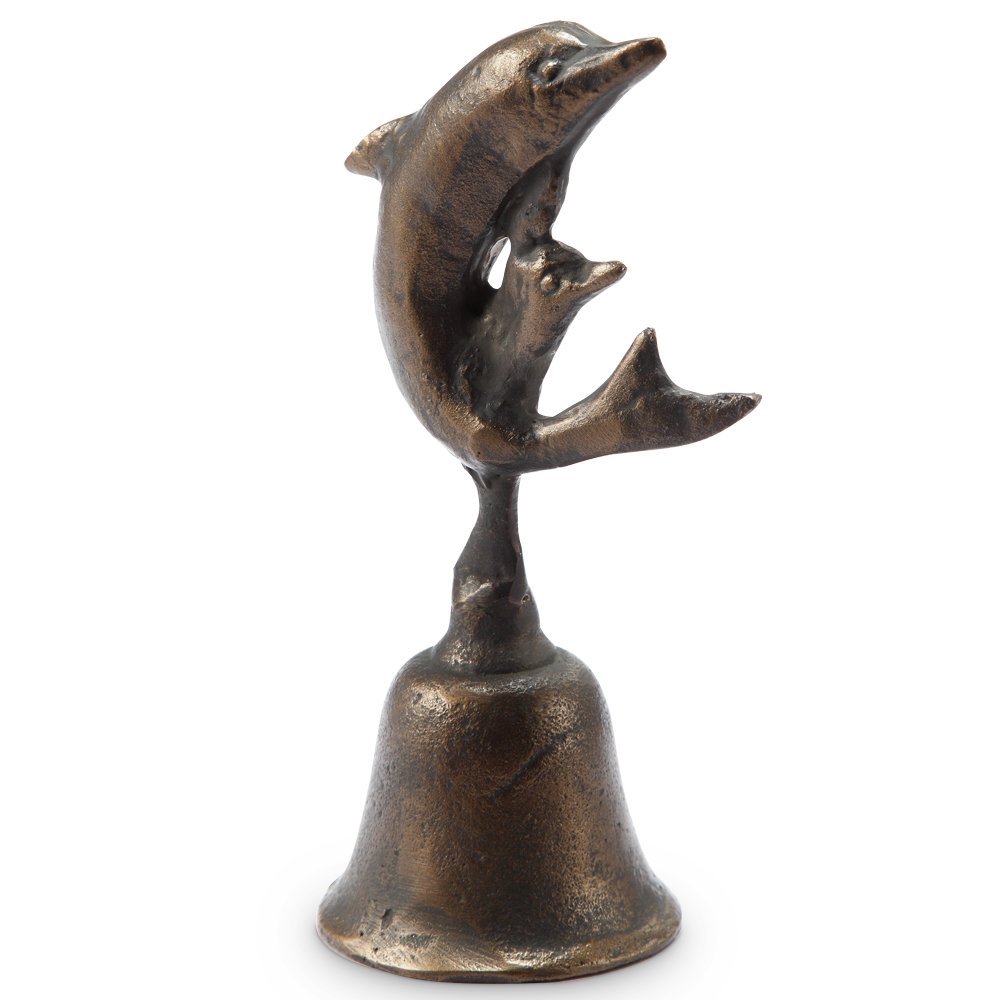 DOLPHIN TABLE BELL: Dolphin Table Bell - Weight: 1.00 Lbs - Size: 7"H 3.5"W 3"D - Material: CAST IRON