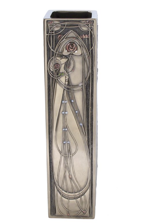 ROSE LADY SQUARE VASE - BRONZE: Rose Lady Square Vase - Material - Cold Cast Bronze - Size - 11 3/8