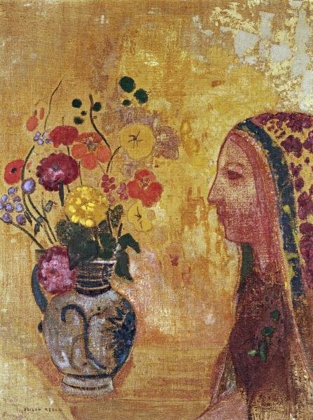 ODILON REDON - PROFILE OF A WOMAN: Odilon Redon - Profile Of A Woman - 29 7/8 X 40 In. - Giclée On Canvas - Museum Wrapped - Large Piece Of Art - This Piece Is Ready To Hang On Your Wall