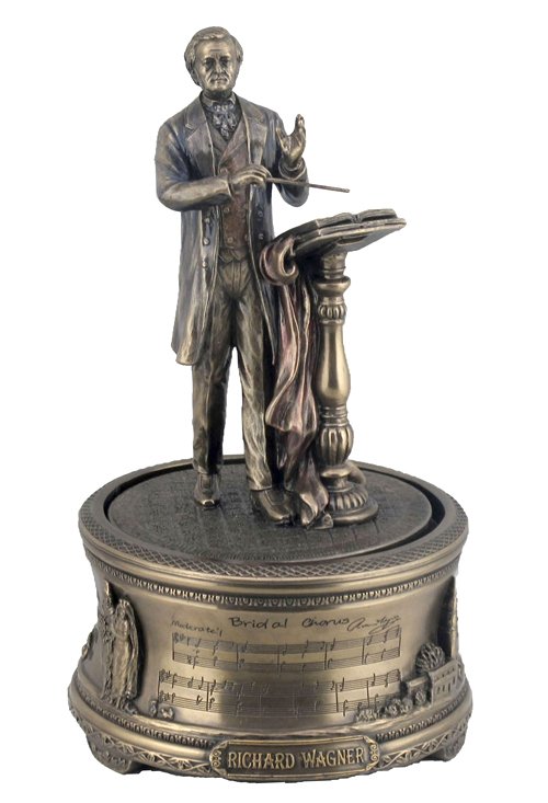 WAGNER'S "BRIDAL CHORUS" MUSIC BOX - BRONZE: Wagner's "bridal Chorus" Music Box - Material - Cold Cast Bronze - Size - 7 7/8