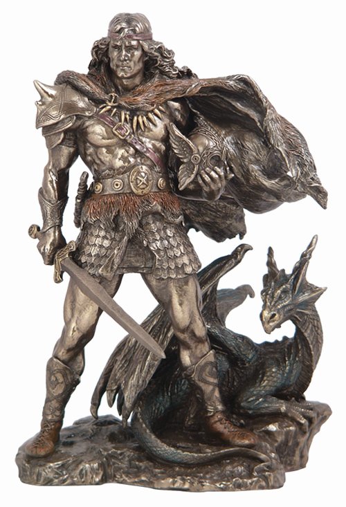 VIKING WARRIOR AND DRAGON - BRONZE: Viking Warrior And Dragon - Material - Cold Cast Bronze - Size - 9 1/8