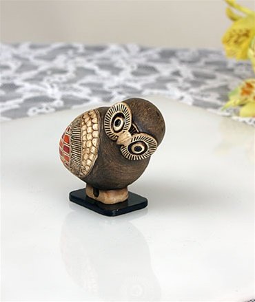 GREEK OWL MINIATURE STATUE: Greek Owl Miniature Statue - Size: 2"h X 2.5"w X 2.25"d Item Type: Statue Material: Resin With Hand-painted Color Details Weight (lbs): 0.2 - - Corinthian Aryballos (650-625 B.c.) The Two Preceding Ce