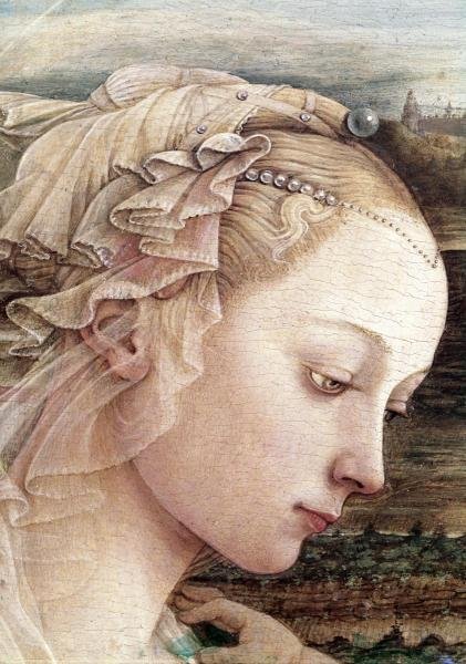 FILIPPO LIPPI - MADONNA & CHILD - DETAIL (MADONNA): Filippo Lippi - Madonna & Child - Detail (madonna) - 28 1/8 X 40 In. - Giclée On Canvas - Museum Wrapped - Large Piece Of Art - This Piece Is Ready To Hang On Your Wall