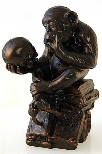 MONKEY WITH SKULL STATUE (1892-93) BY RHEINHOLD: Monkey With Skull Statue (1892-93) By Rheinhold - Size: 6"h X 4"w X 3.25"l Item Type: Statue Material: Resin Weight (lbs): 1.7 Lbs - - Monkey Holding Skull (affe Mit Schadel, 1892-93): The Small, Bron