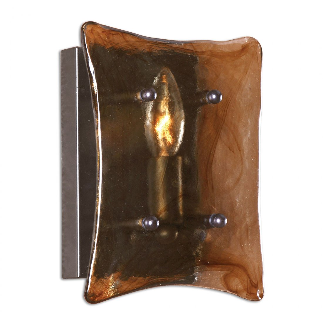 VETRAIO II 1 LIGHT GLASS WALL SCONCE: VETRAIO II 1 LIGHT GLASS WALL SCONCE - OIL RUBBED BRONZE METAL WITH TOFFEE ART GLASS. - HAND MADE TOFFEE ART GLASS SUSPENDED BY OIL RUBBED BRONZE DETAILS MINGLE TOGETHER FOR AN IMPRESSIVE COLLECTION.