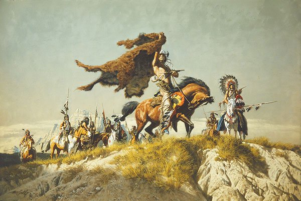 Frank C. Mccarthy - Buffalo Robe Signal: Frank C. Mccarthy - Buffalo Robe Signal - Hand Signed - Limited Edition Canvas - Image Size: 29"w X 19"h. Limited Edition Of: 75 - Frank Mccarthy Is Renowned In The Minds Of Western Art Enthusiasts Fo