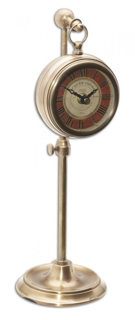 POCKET WATCH BRASS THURET: POCKET WATCH BRASS THURET - BRASS POCKET WATCH REPLICA THAT HANGS ON AN ADJUSTABLE TELESCOPIC STAND. REQUIRES 1-AA BATTERY. - BRASS POCKET WATCH REPLICA THAT HANGS ON AN ADJUSTABLE TELESCOPIC STAND. R