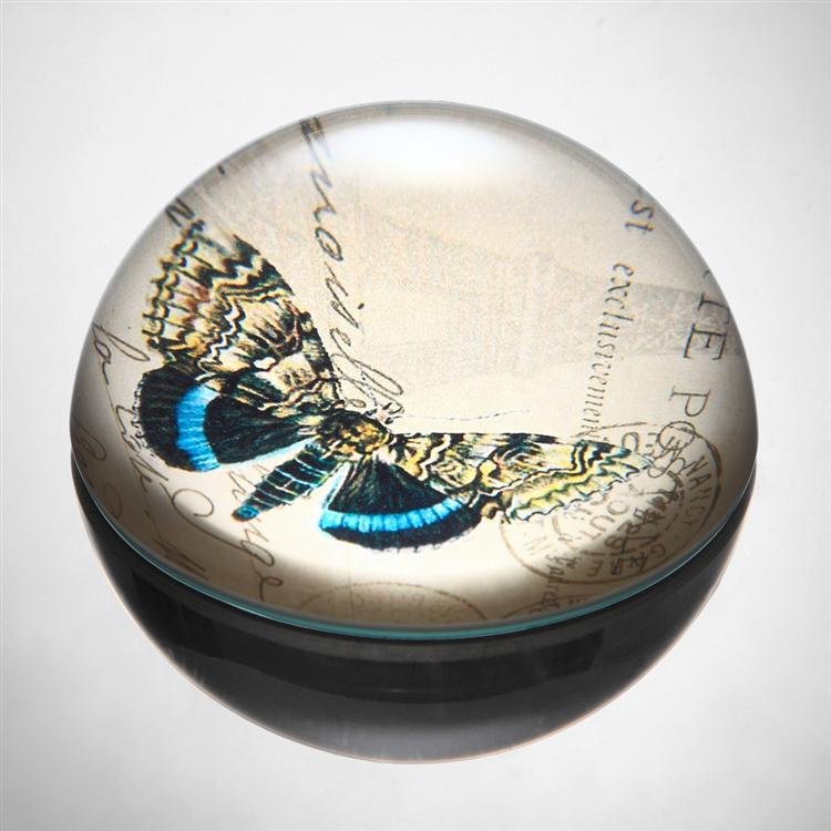 Art Glass Blue And Yellow Butterfly Paperweight: Art Glass Blue And Yellow Butterfly Paperweight - Dimensions: 1.5"h 3"w Material: Glass Weight: 0.6lbs