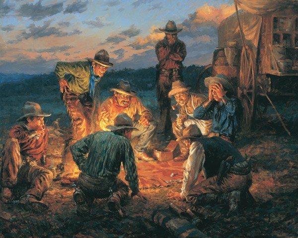 Cowboy Craps by Andy Thomas: Cowboy Craps by Andy Thomas -- Giclee on Canvas, Open Edition Dimensions: 11 x 14 Edition Size: Open