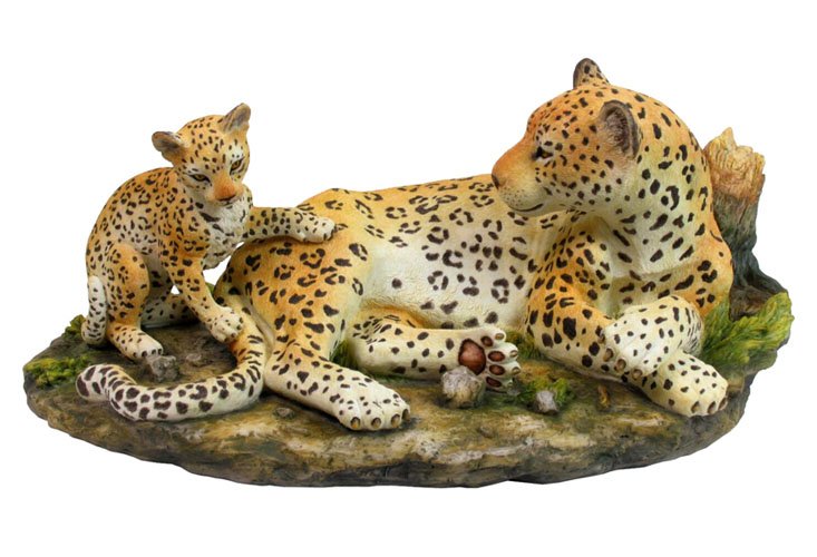 LEOPARD AND CUB: Leopard And Cub - Material - Poly Stone - Size - (l) 15