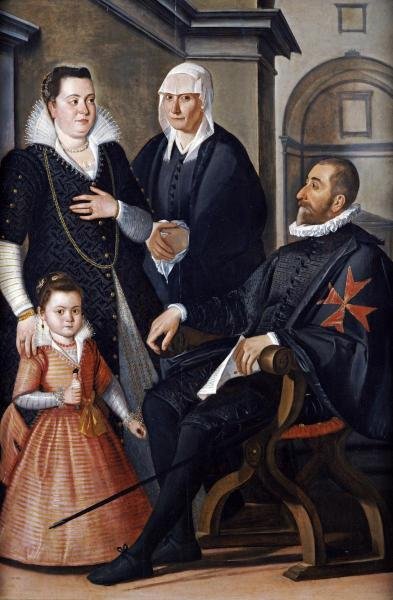 Santi Di Tito - Group Portrait Of A Knight Of Malta: Santi Di Tito - Group Portrait Of A Knight Of Malta - 26 1/4 X 40 In. - Giclée On Canvas - Museum Wrapped - Large Piece Of Art - This Piece Is Ready To Hang On Your Wall