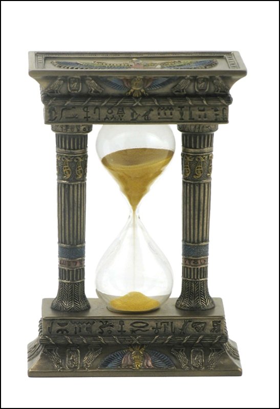 EGYPTIAN GATEWAY SAND TIMER - BRONZE: Egyptian Gateway Sand Timer - Material - Cold Cast Bronze - Size - 6 1/2