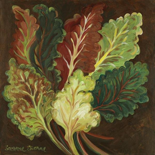 Suzanne Etienne - Red Chard: Suzanne Etienne - Red Chard - 40 X 40 In. - Giclée On Canvas - Museum Wrapped - Large Piece Of Art - This Piece Is Ready To Hang On Your Wall