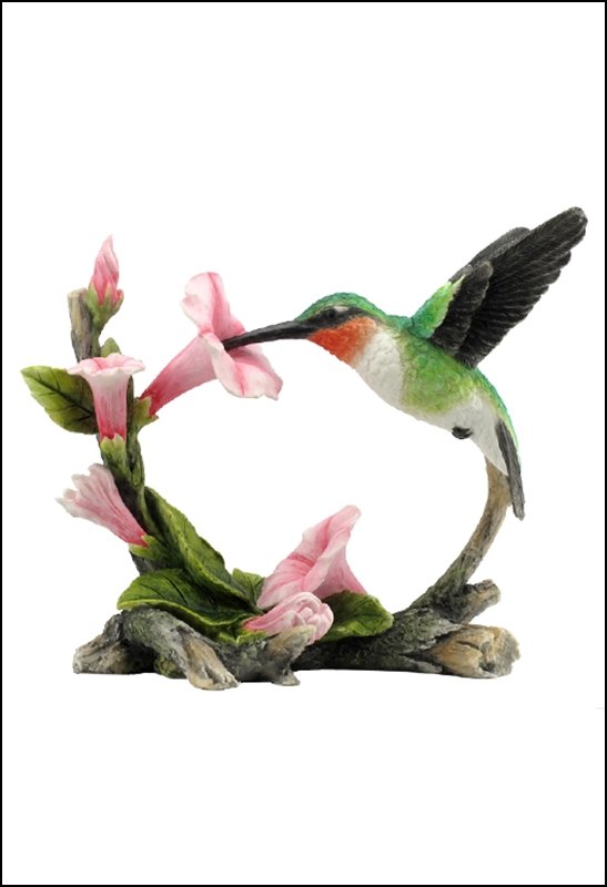 RUBY-THROATED HUMMINGBIRD: Ruby-throated Hummingbird - Material - Poly Stone - Size - (l) 5 3/4