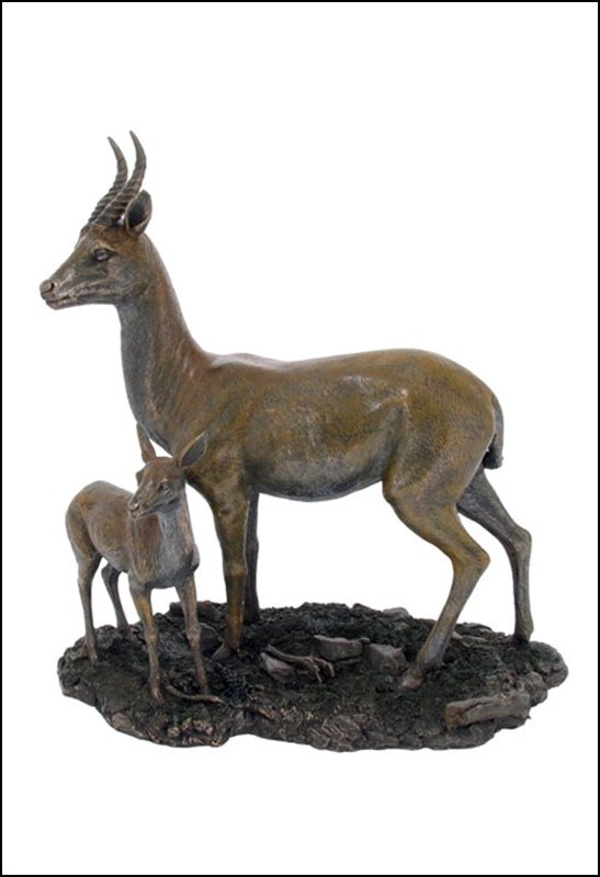 GAZELLE AND FAWN - BRONZE: Gazelle And Fawn - Material - Cold Cast Bronze - Size - 11