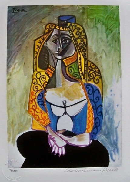 Pablo Picasso Turkish Shawl Estate Signed Limited: Pablo Picasso Small Giclee Titled “turkish Shawl”. This Piece Is Pencil Signed On The Lower Right As ‘collection Domaine Picasso’ And Has An Embossed Seal Stamped By The Picasso Estate. Pencil