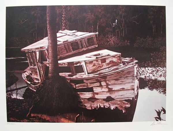 David Mann The Old Boat Hand Signed Limited Edition: Lithograph Hand Signed By David Mann Titled “the Old Boat”. Made On Archival Quality Paper. This Piece Was Hand Signed By David Mann Himself. Pencil Numbered From A Limited Edition Of 1000. Image