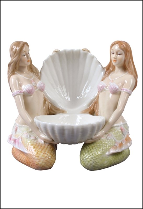 ART NOUVEAU MERMAID TRAY: Art Nouveau-mermaid Tray - Material - Fine Porcelain - Size - (l) 5 7/8