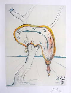 Salvador Dali Melting Clock Limited Edition Lithograph: Salvador Dali Lithograph Titled “melting Clock” Or “tearful Softwatch”. This Piece Is Facsimile Signed Which Means It Has A Copy Of Dali’s Pencil Hand Signed Signature. Numbered From An Edit