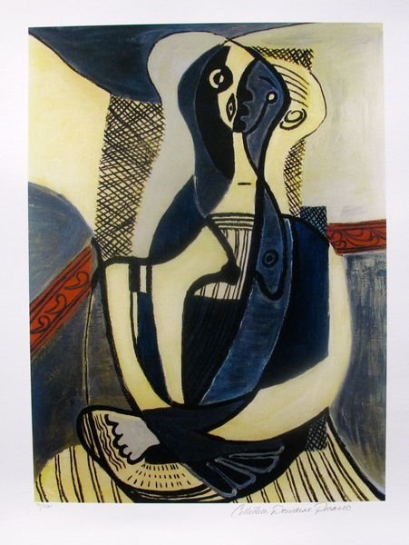 #46 Seated Woman Pablo Picasso Estate Signed Giclee: Pablo Picasso Giclee Titled “seated Woman”. This Piece Is Pencil Hand Signed On The Lower Right As ‘collection Domaine Picasso’ And Has An Embossed Seal Stamped By The Picasso Estate. Pencil N
