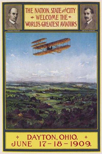 Wlker Litho - Dayton, Ohio Welcomes The Wright Brothers: Wlker Litho - Dayton, Ohio Welcomes The Wright Brothers - 32 X 48 In. - Giclée On Canvas - Museum Wrapped - Large Piece Of Art - This Piece Is Ready To Hang On Your Wall