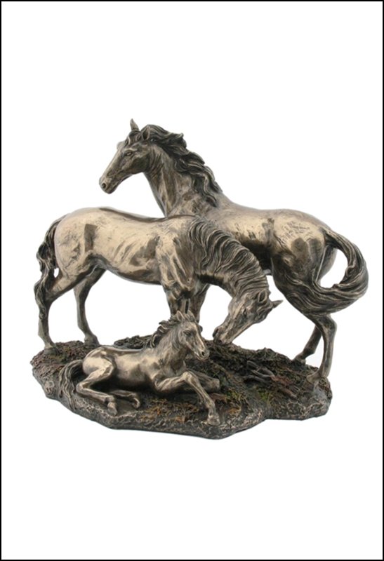 HORSE FAMILY - Cold Cast Bronze: Horse Family - Material - Electro-Plated Bronze - Size - 8 1/2