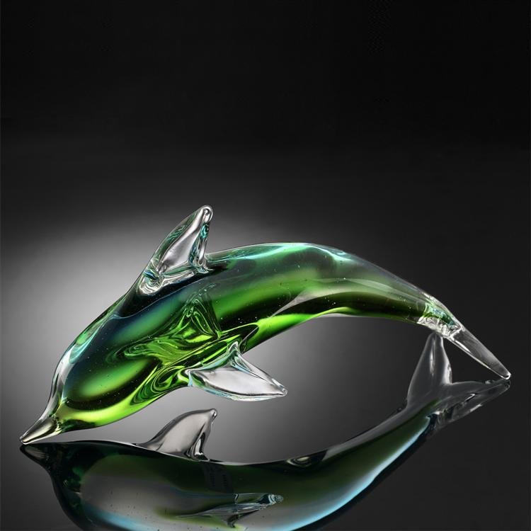 Art Glass Green Dolphin: Art Glass Green Dolphin - Dimensions: 7"h 12"w 4"d Material: Glass Weight: 3.00lbs