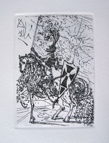 Salvador Dali El Cid Restrike Etching Signed In The: Salvador Dali Restrike Etching Titled "El Cid” From Dali’s Five Spanish Immortals Suite. In The Subject Of "El Cid,” Salvador Dali Has Captured The Nobility And Grandeur Of This Legendary Charac