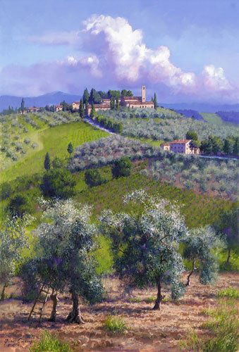 June Carey - Oil Trees Of Chianti: June Carey - Oil Trees Of Chianti - Hand Signed - Limited Edition Canvas - Image Size: 21"w X 31"h. Limited Edition Of: 250 - "oil Trees Of Chianti" Is The Fourth Image In June’s Dona Di Natura Seri