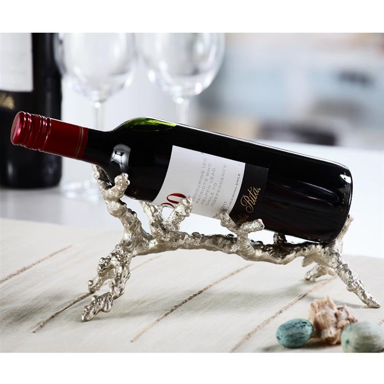 Coral Collection Wine Bottle Holder: Coral Collection Wine Bottle Holder - Dimensions: 5"h 10.5"w 5"d Material: Aluminum Weight: 1.00lbs